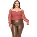 Plus Size Sheer Polka Dot Sweetheart Top