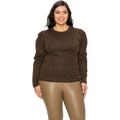 Plus size sparkling long sleeve top styled for fall