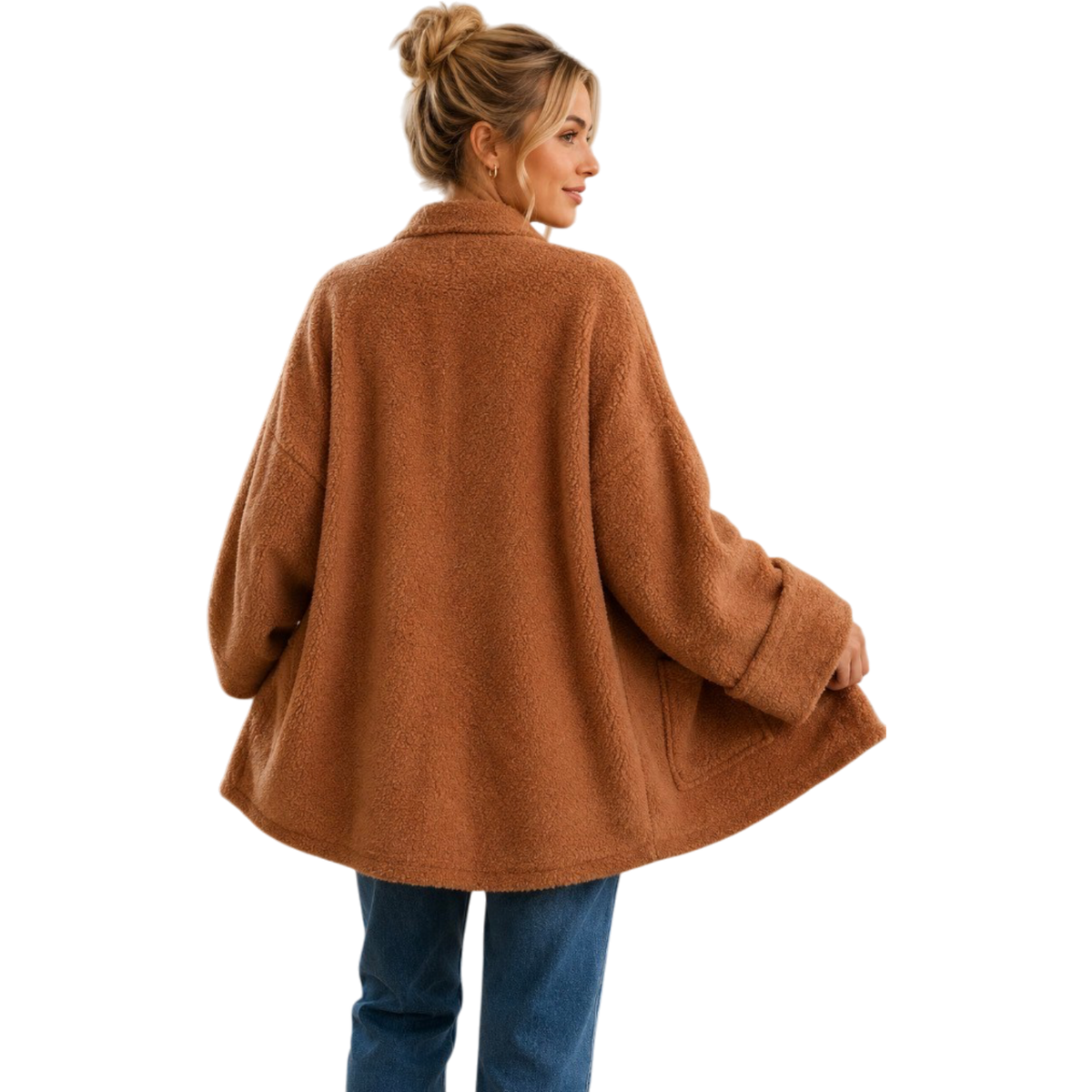 Plush Open-Front Pocket Cardigan