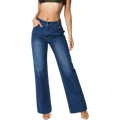 Wide Leg Jeans Women Denim High Waist Pants None Stretchy