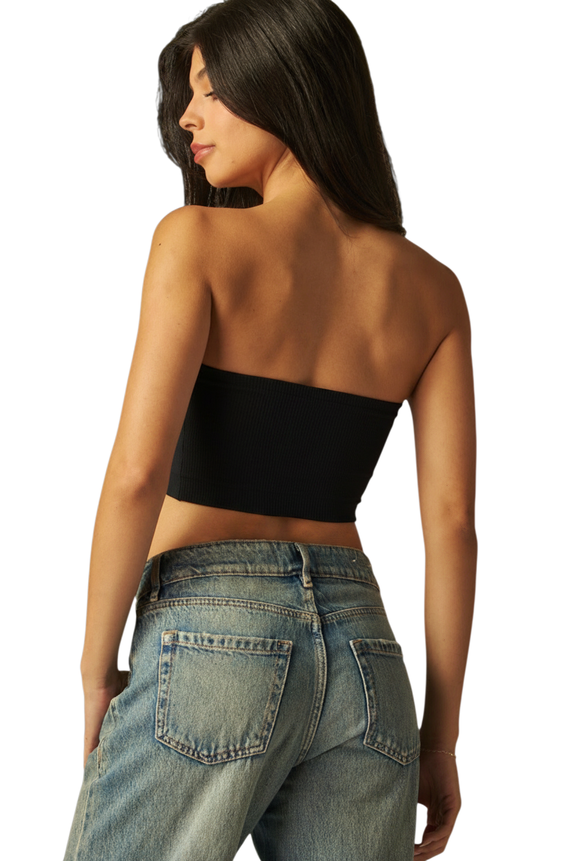 Seamless Textured Built In Bra Shaper Bandeau Top
