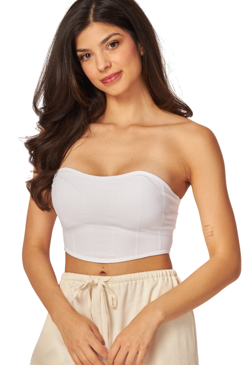 Seamless Textured Built In Bra Shaper Bandeau Top