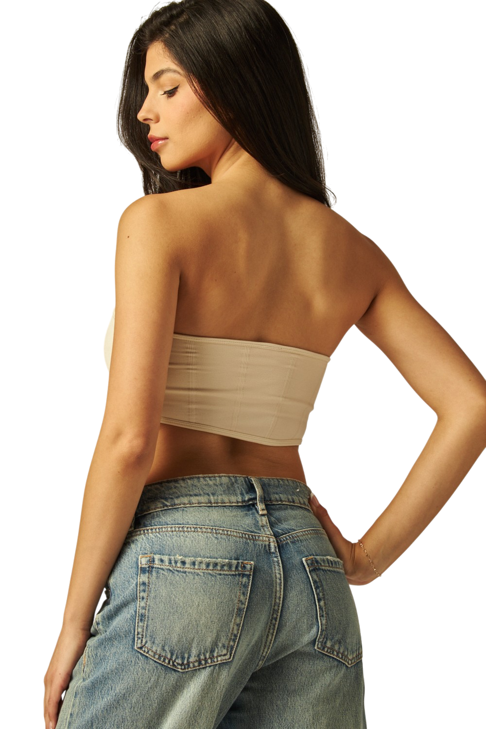 Seamless Textured Built In Bra Shaper Bandeau Top