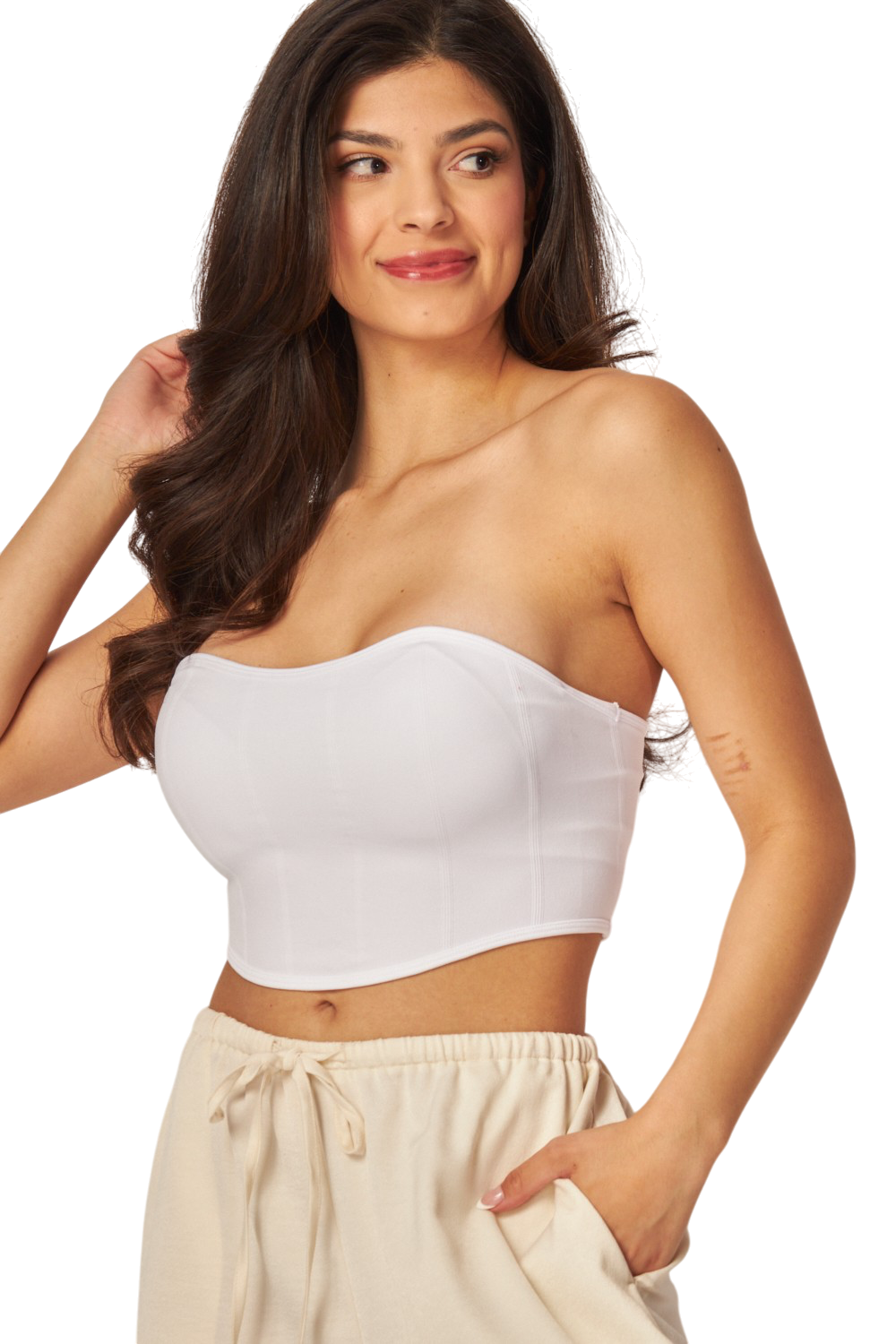 Seamless Textured Built In Bra Shaper Bandeau Top