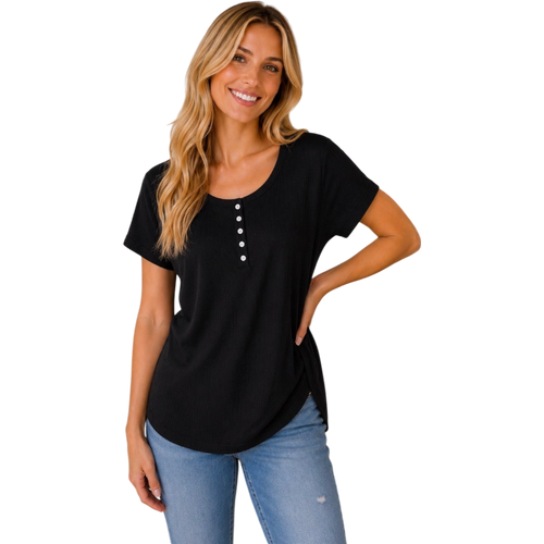 Blow Out Rib Button Top