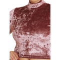 Velvet Mock Neck Long Sleeve Crop Top