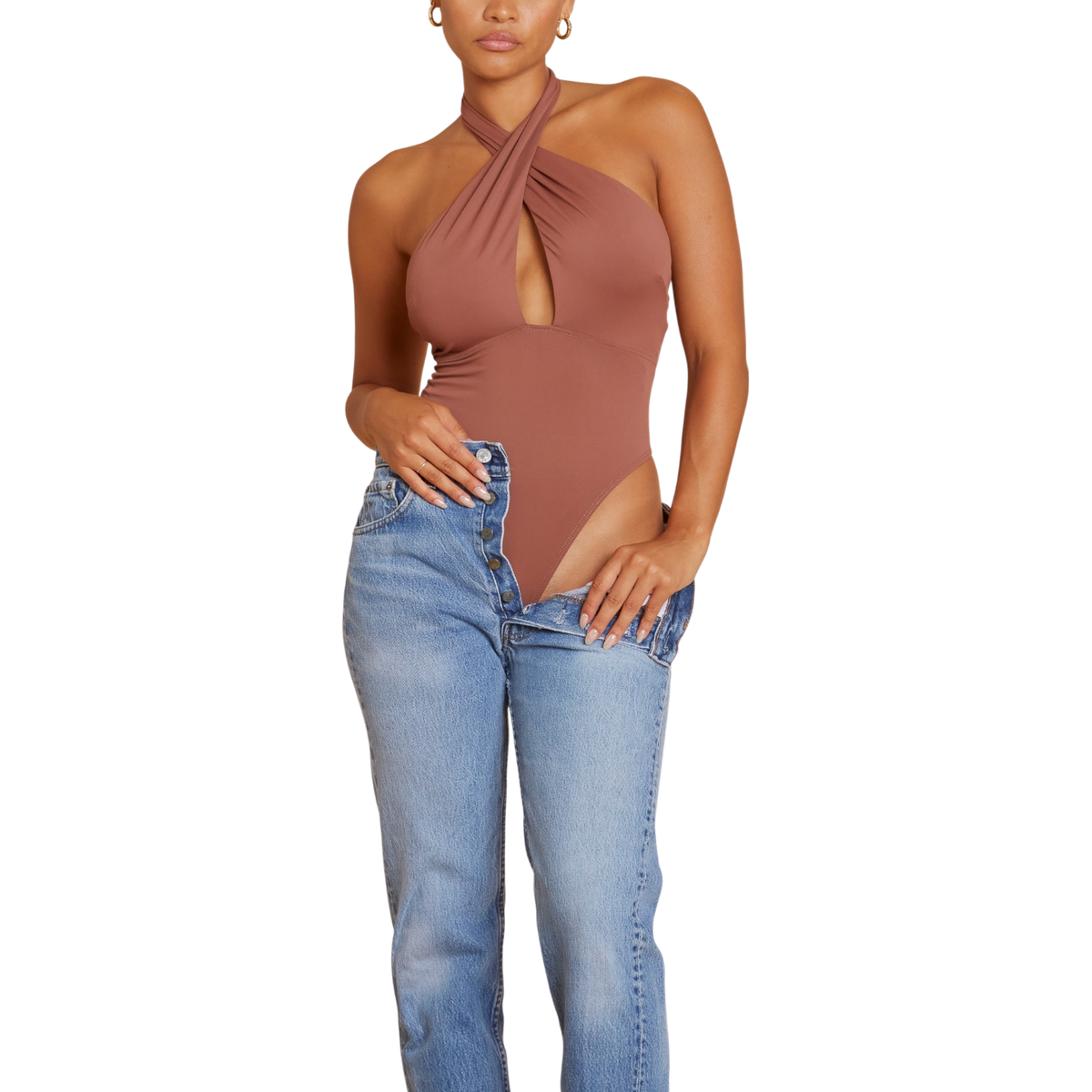 Peek-a-Boo Halter Bodysuit