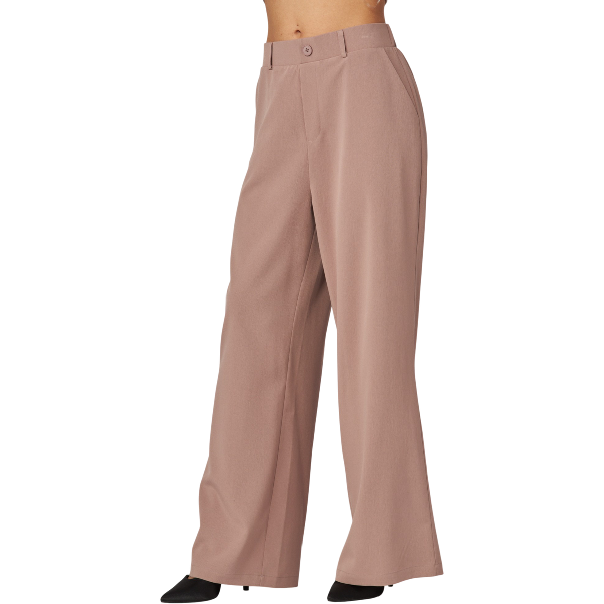 High Rise Elastic Back Wide Leg Pants