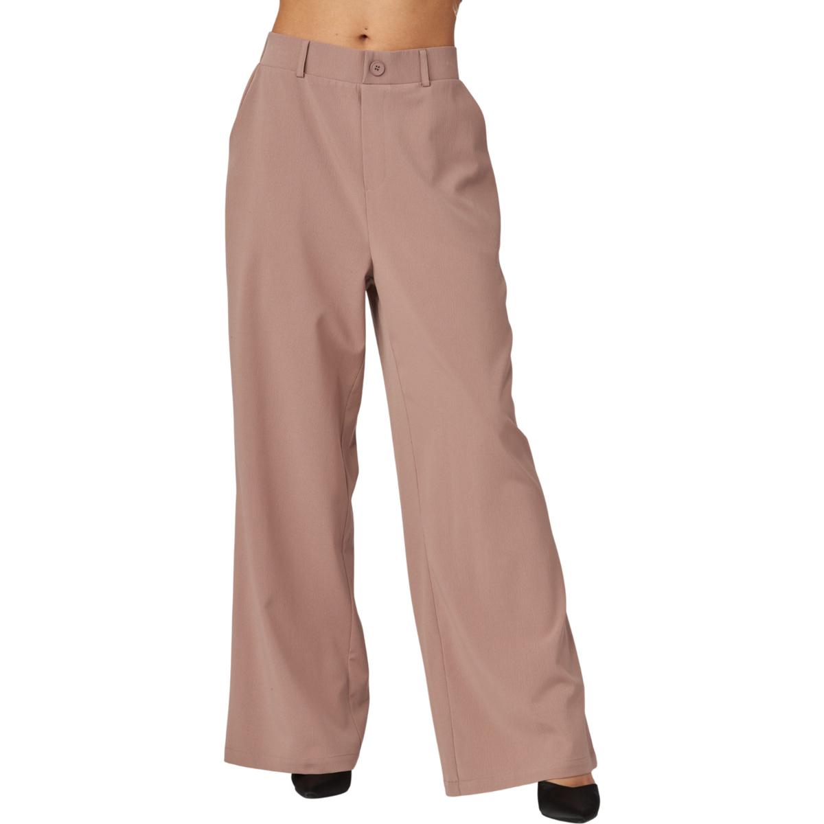 High Rise Elastic Back Wide Leg Pants