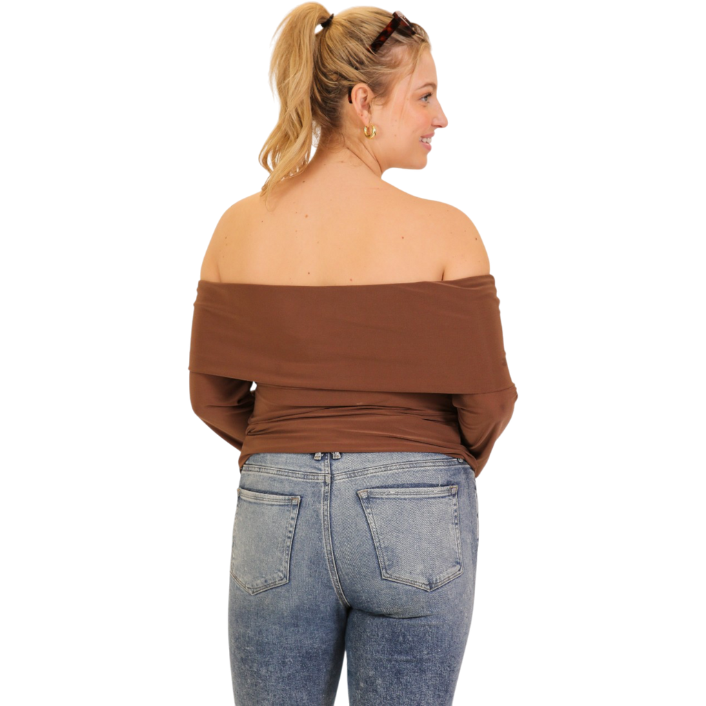 Plus Size Off-Shoulder ITY Long Sleeve Top