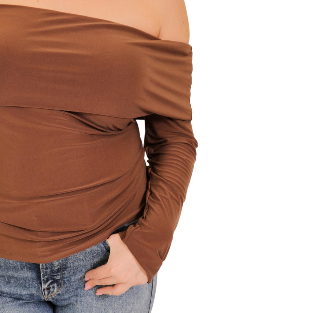 Plus Size Off-Shoulder ITY Long Sleeve Top