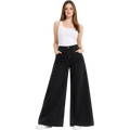 High Waist Black Denim Pants Pocket Baggy Jeans Wide Legs