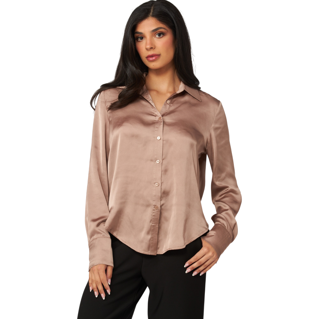 Midnight Muse Satin Button-up Shirt