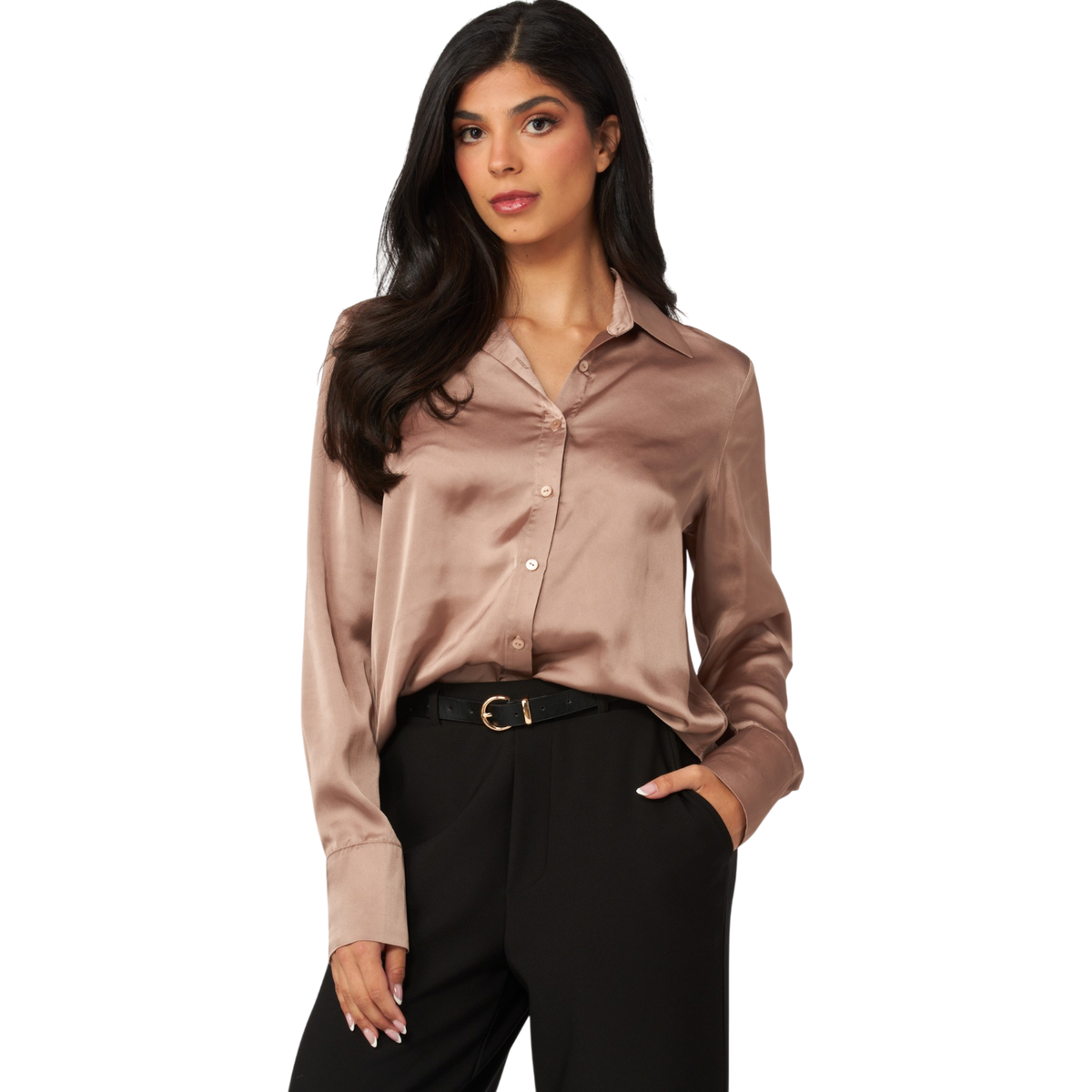 Midnight Muse Satin Button-up Shirt