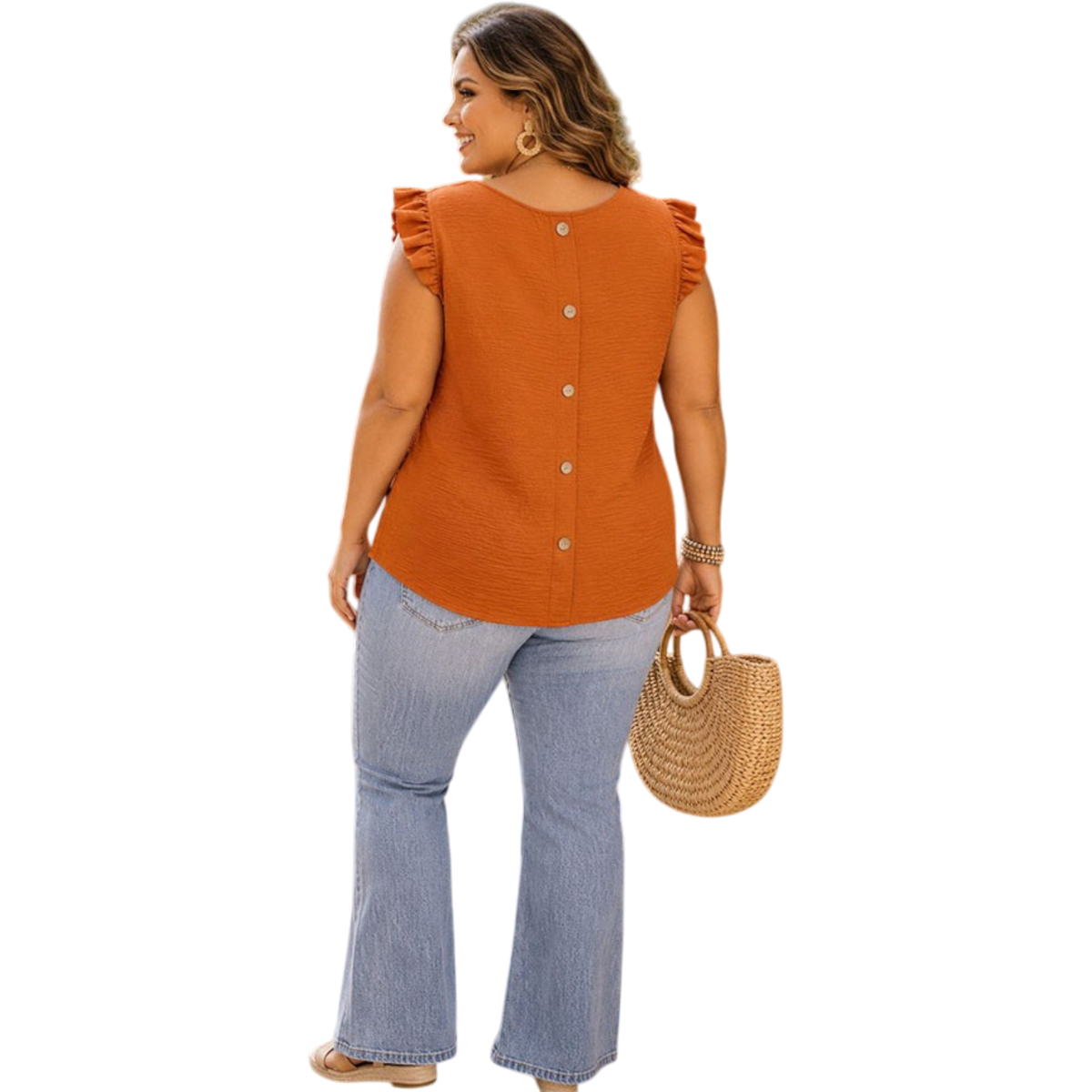 Plus Size Ruffle Cap Sleeve Blouse