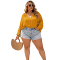 Plus Size Airflow Ruffle Neck Blouse