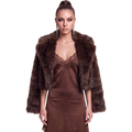 Faux fur cropped jacket with notched collar