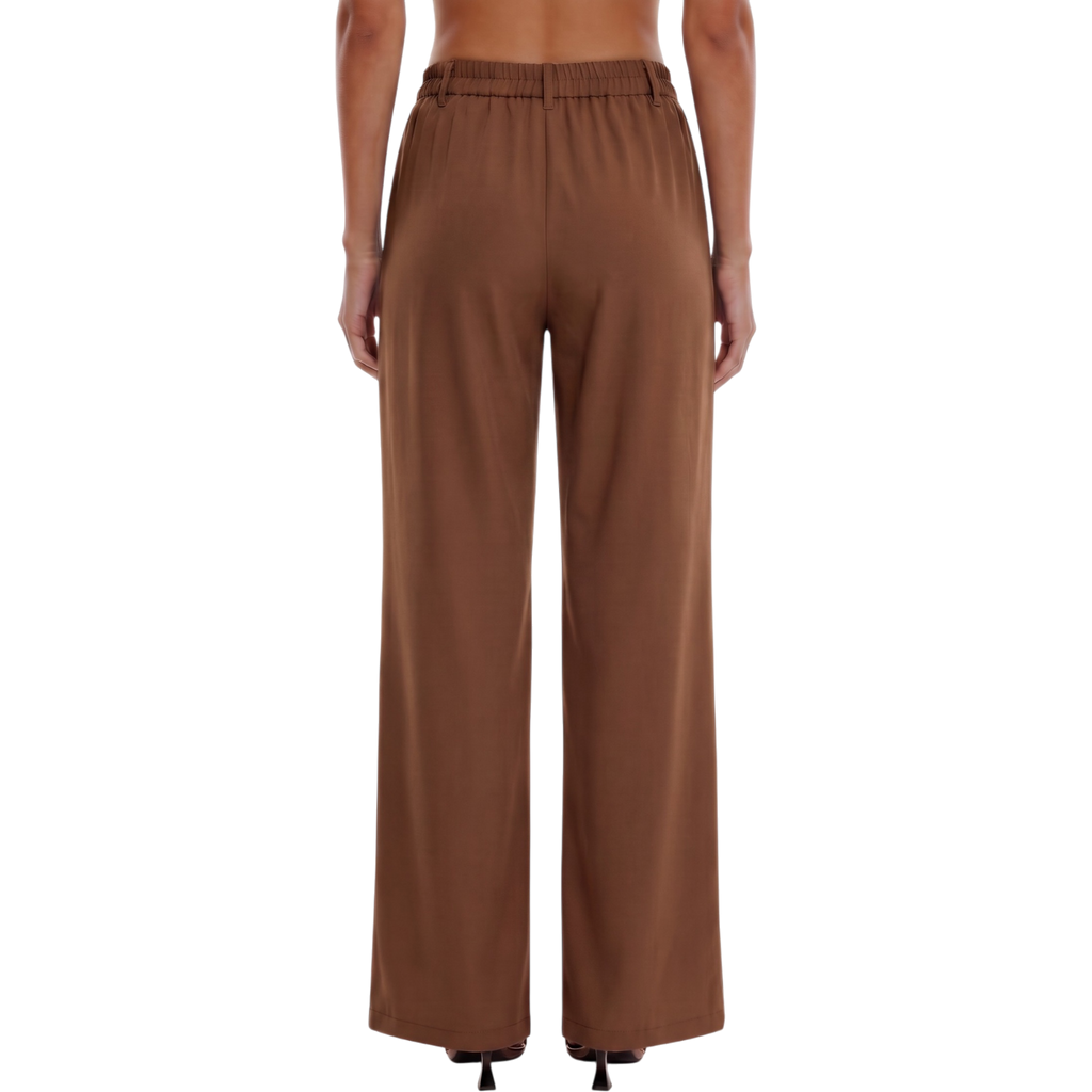 Back view of high-waist wide-leg trousers