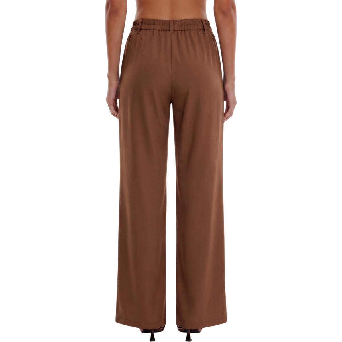 Back view of high-waist wide-leg trousers