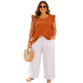Plus Size Ruffle Cap Sleeve Blouse