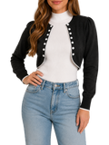 Pearl-Button Crop Bolero Sweater - Detail view