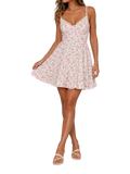 Floral Lace Mini Dress - Pink Floral back view