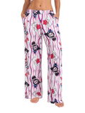 Kuromi striped print pajama pants - close up front view
