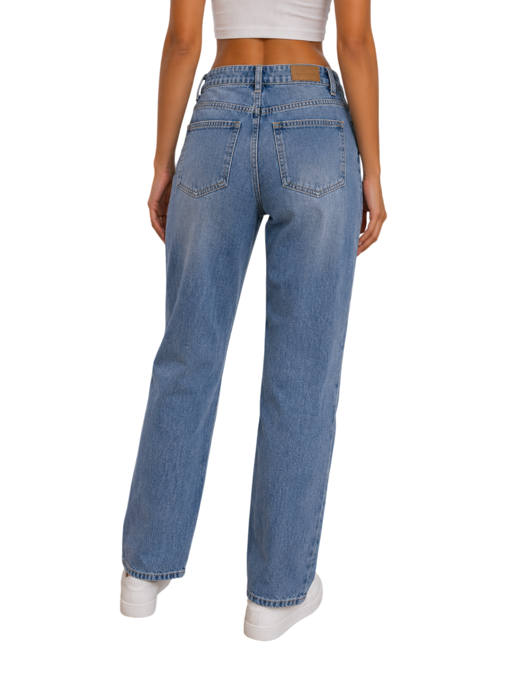 High-Rise Distressed Straight Leg Jeans - front view
