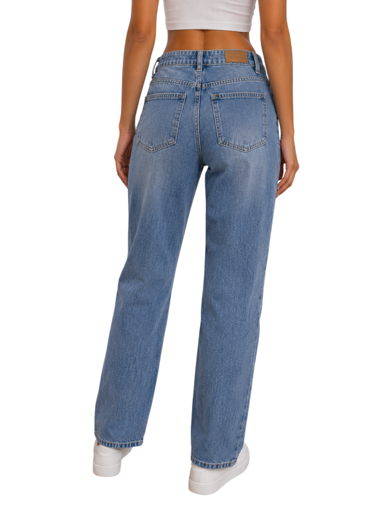 High-Rise Distressed Straight Leg Jeans - front view