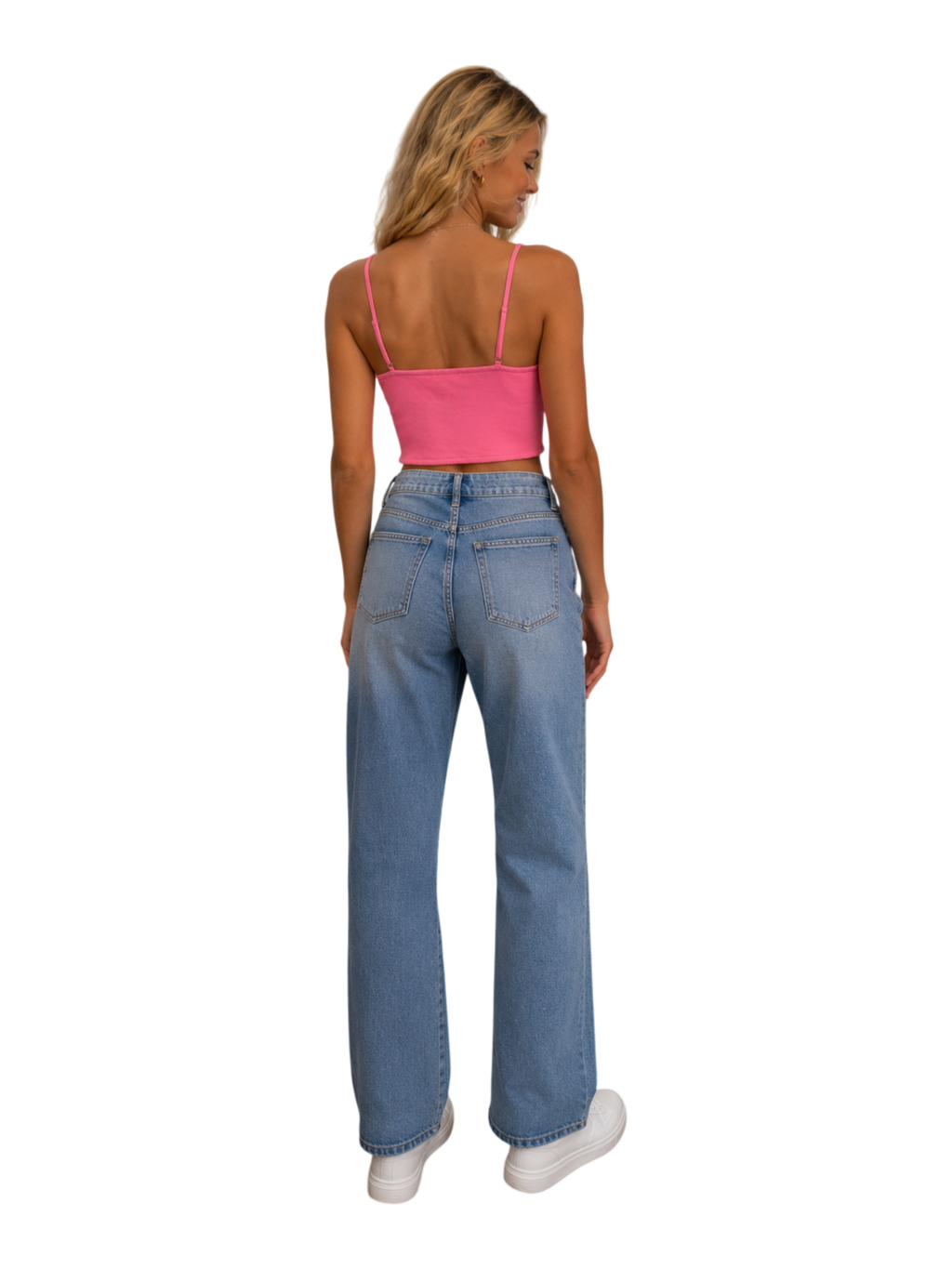 Ruched Bust Spaghetti Strap Crop Top - Pink front close-up