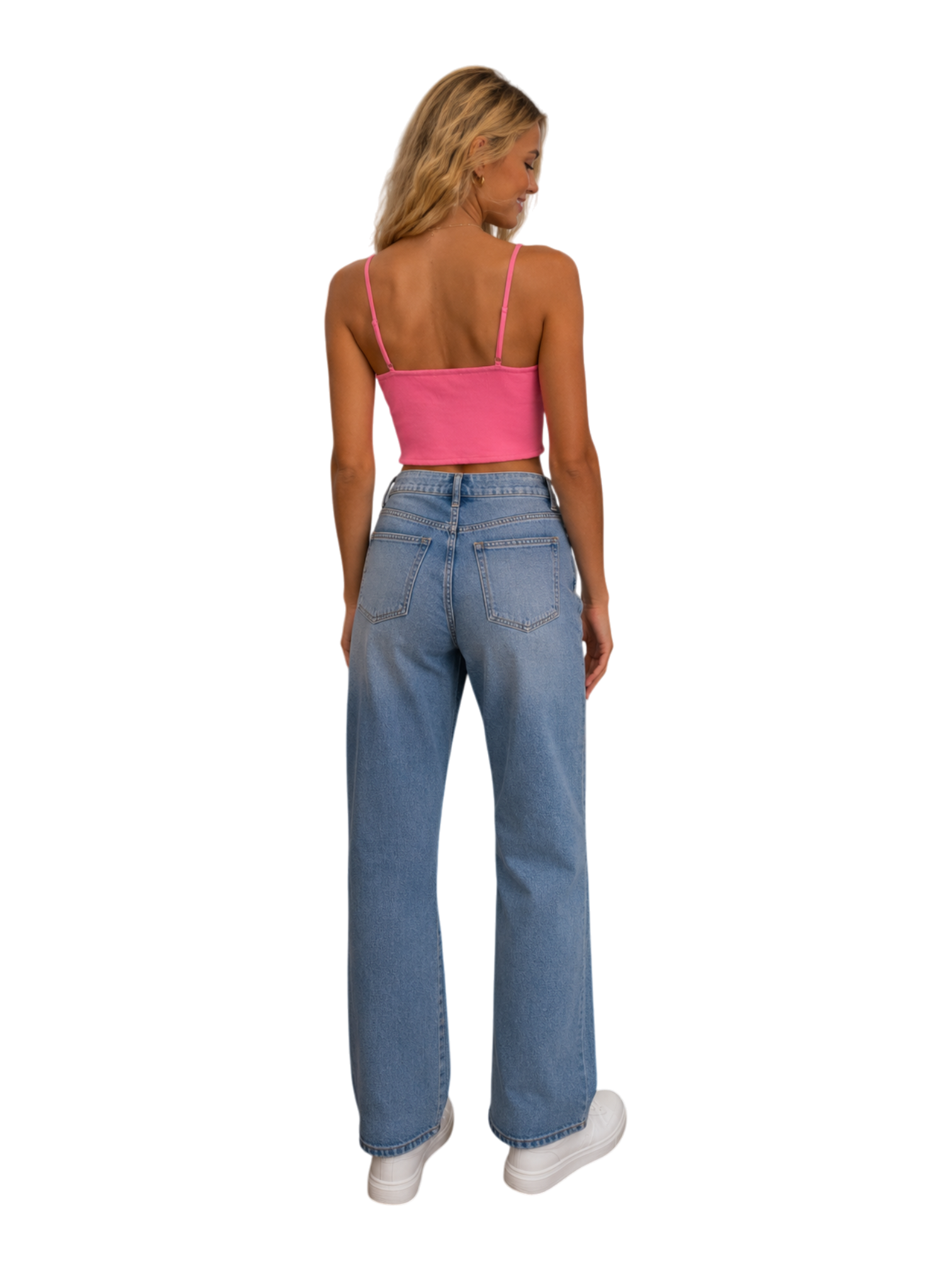 Ruched Bust Spaghetti Strap Crop Top - Pink front close-up