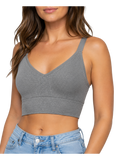 Seamless Ribbed Bralette Crop Top - White back view