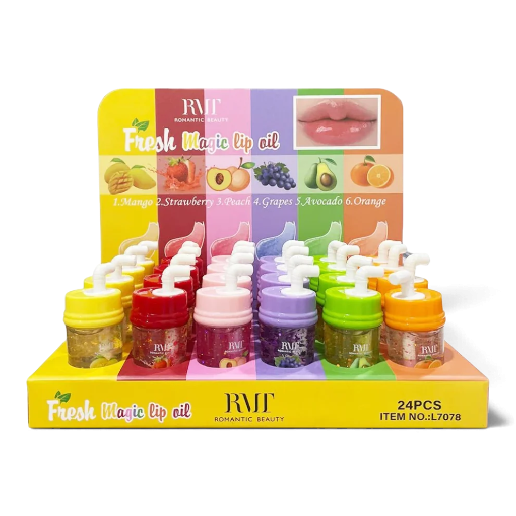 RMT Fresh Magic Lip Oil 6-scent display set by Romantic Beauty