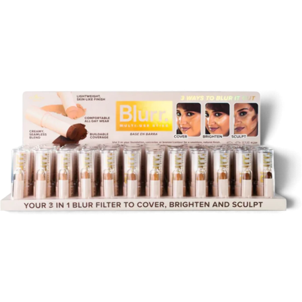 Blurr Multi-Use Stick display for covering, brightening, and sculpting in multiple shades