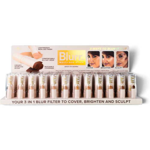 Blurr Multi-Use Stick display for covering, brightening, and sculpting in multiple shades